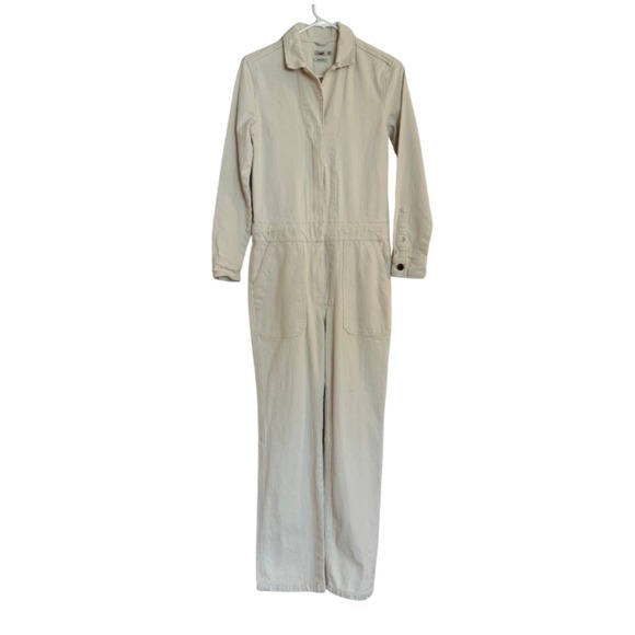Faherty‎ Organic Cotton overland twill Jumpsuit Utility Long Sleeve Beige XS - Picture 2 of 15
